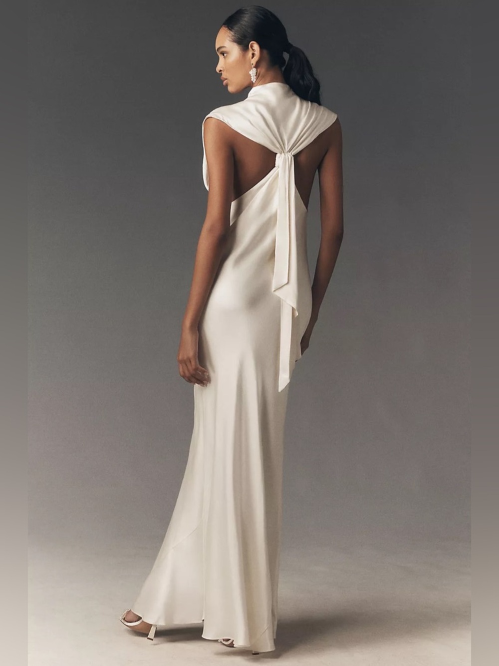 BHLDN Satin Column Knot Maxi Dress